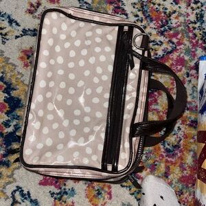 Polka Dot Tote Bag with Brown Handles thirty one 31